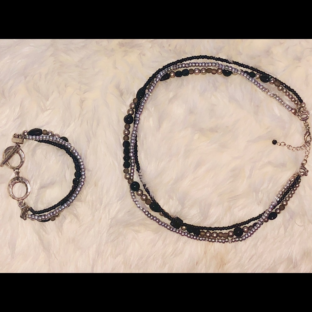 Premier Designs Black and Grey Jewelry Set